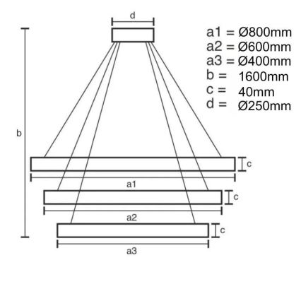 LED Żyrandol ściemnialny na lince LED/45W/230V 3000-6500K + pilot zdalnego sterowania