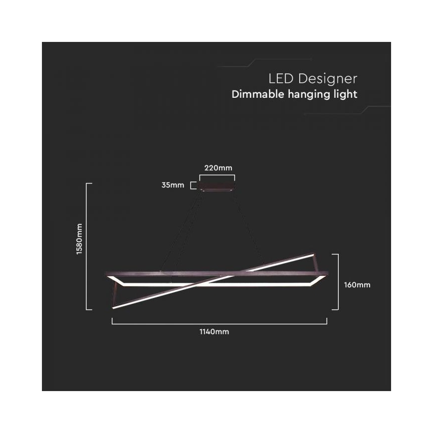 LED Żyrandol ściemnialny na lince LED/45W/230V 3000K 114 cm czarny