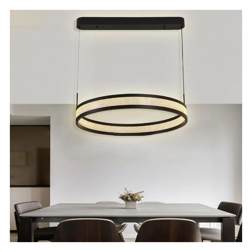 LED Żyrandol ściemnialny na lince LED/45W/230V 3000-6500K śr. 60 cm czarny + zdalne sterowanie