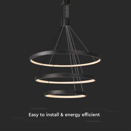 LED Żyrandol ściemnialny na lince LED/46W/230V 3000K czarny