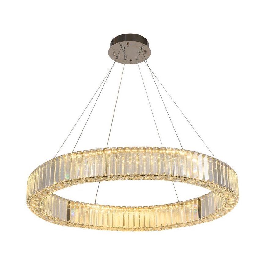 LED Ściemnialny kryształowy żyrandol na lince LED/50W/230V 3000-6500K chrom błyszczący + zdalne sterowanie