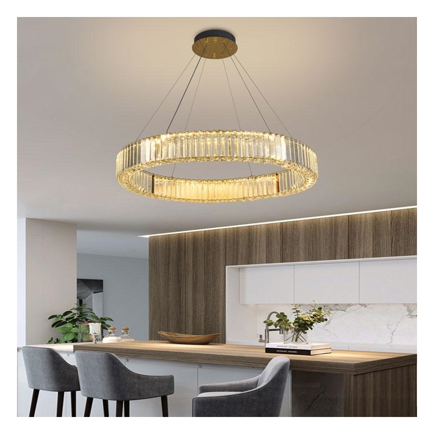 LED Ściemnialna żyrandol kryształowy na lince LED/50W/230V 3000-6500K chrom/złoty + pilot zdalnego sterowania