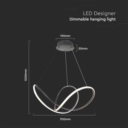 LED Żyrandol ściemnialny na lince LED/50W/230V 3000K czarny