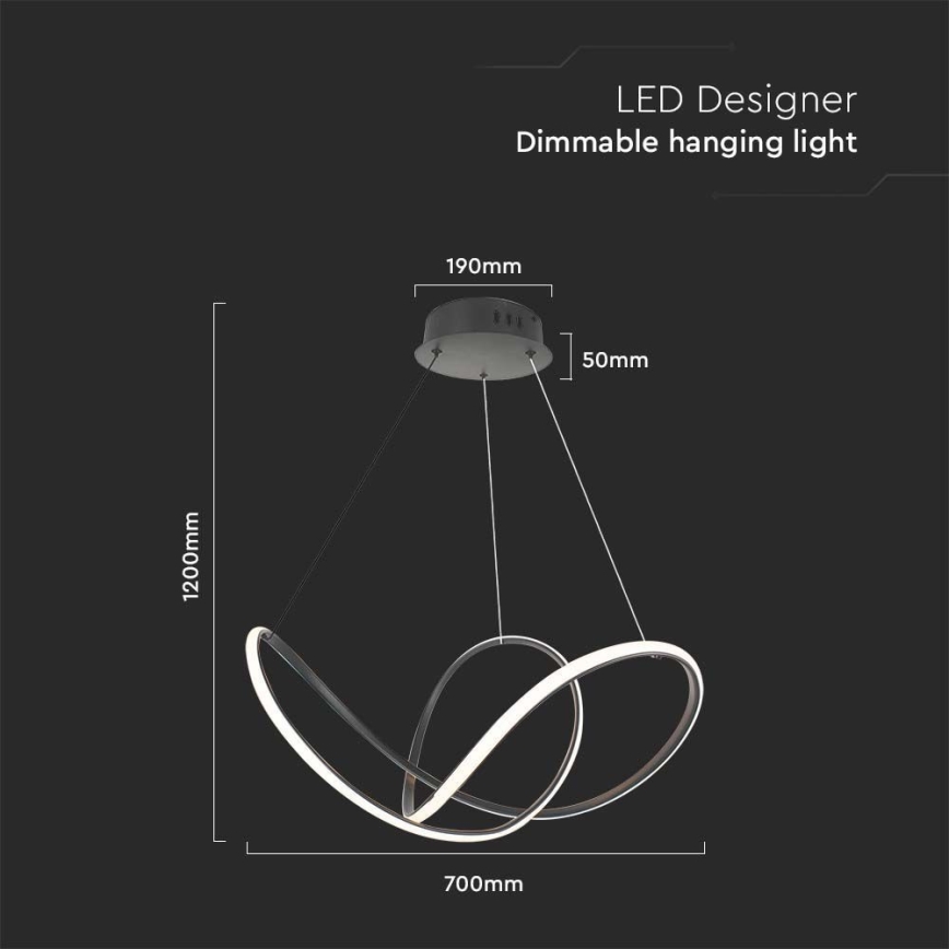 LED Żyrandol ściemnialny na lince LED/50W/230V 3000K czarny