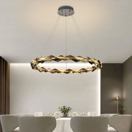 LED Ściemnialny kryształowy żyrandol na lince LED/55W/230V 3000-6500K chrom błyszczący + zdalne sterowanie