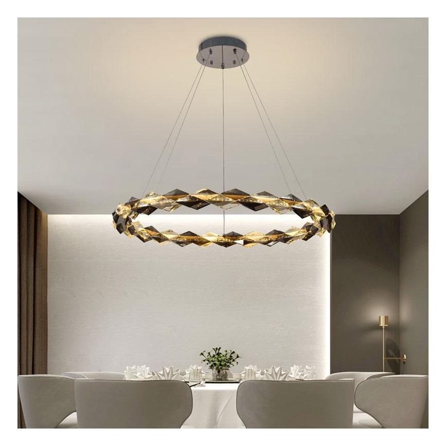 LED Ściemnialny kryształowy żyrandol na lince LED/55W/230V 3000-6500K chrom błyszczący + zdalne sterowanie