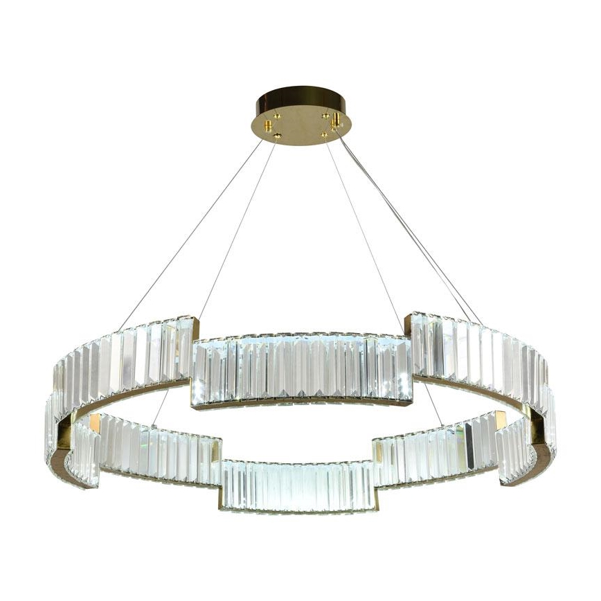 LED Ściemnialny żyrandol kryształowy na lince LED/60W/230V 3000-6500K złoty + pilot zdalnego sterowania