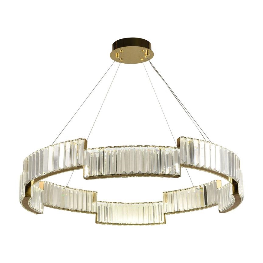 LED Ściemnialny żyrandol kryształowy na lince LED/60W/230V 3000-6500K złoty + pilot zdalnego sterowania