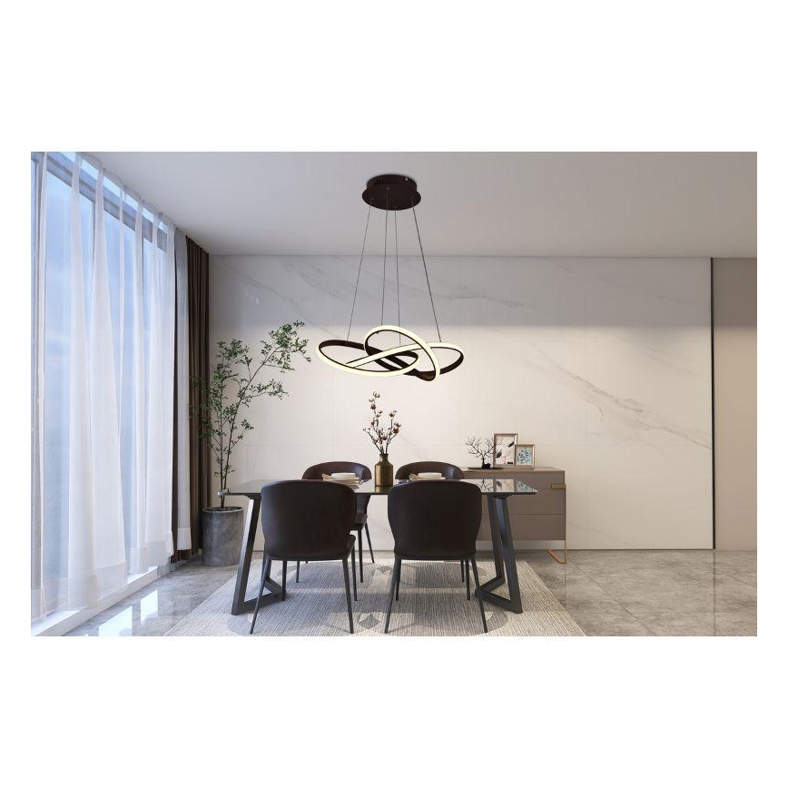 LED Żyrandol ściemnialny na lince LED/65W/230V 3000-6500K brązowy + pilot zdalnego sterowania