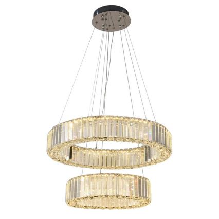 LED Ściemnialny kryształowy żyrandol na lince LED/65W/230V 3000-6500K chrom błyszczący + zdalne sterowanie