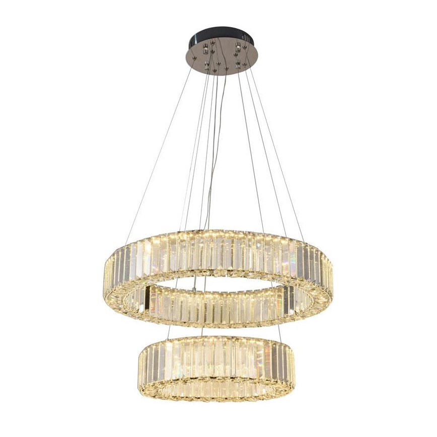 LED Ściemnialny kryształowy żyrandol na lince LED/65W/230V 3000-6500K chrom błyszczący + zdalne sterowanie