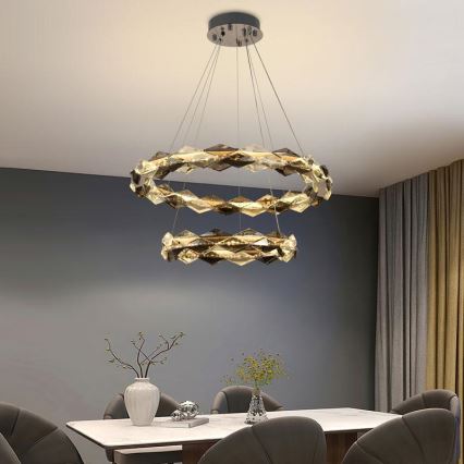 LED Ściemnialny kryształowy żyrandol na lince LED/65W/230V 3000-6500K chrom błyszczący + zdalne sterowanie