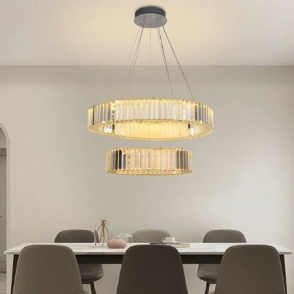 LED Ściemnialny kryształowy żyrandol na lince LED/65W/230V 3000-6500K chrom błyszczący + zdalne sterowanie