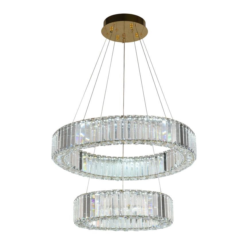 LED Ściemnialny żyrandol kryształowy na lince LED/65W/230V 3000-6500K chrom/złoty + pilot zdalnego sterowania