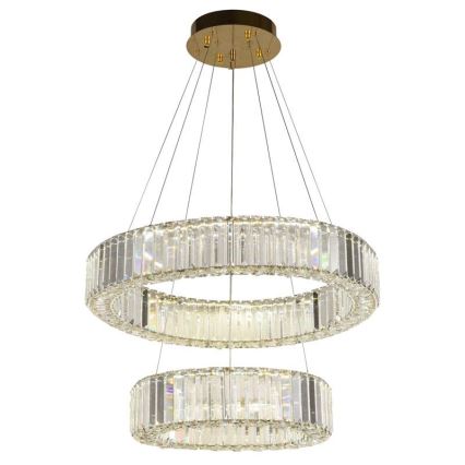 LED Ściemnialny żyrandol kryształowy na lince LED/65W/230V 3000-6500K chrom/złoty + pilot zdalnego sterowania
