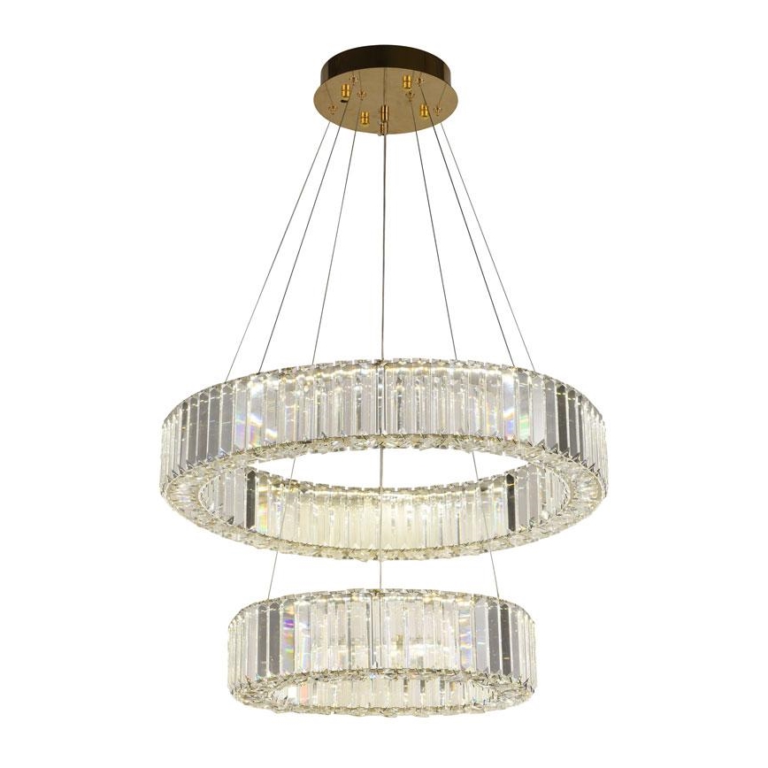 LED Ściemnialny żyrandol kryształowy na lince LED/65W/230V 3000-6500K chrom/złoty + pilot zdalnego sterowania
