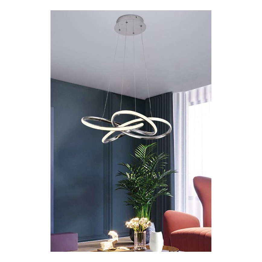 LED Żyrandol ściemnialny na lince LED/65W/230V 3000-6500K śr. 48 cm szary + zdalne sterowanie