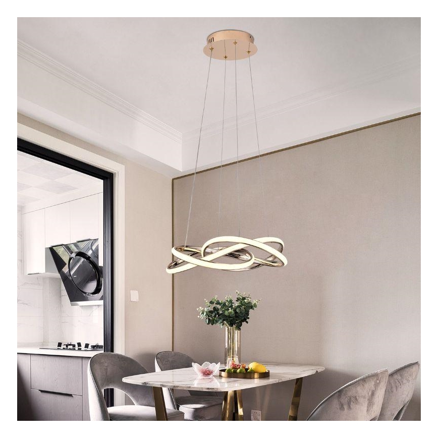 LED Żyrandol ściemnialny na lince LED/65W/230V 3000-6500K śr. 48 cm złoty + zdalne sterowanie