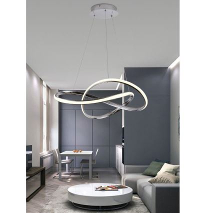 LED Żyrandol ściemnialny na lince LED/70W/230V 3000-6500K śr. 60 cm chrom błyszczący + zdalne sterowanie