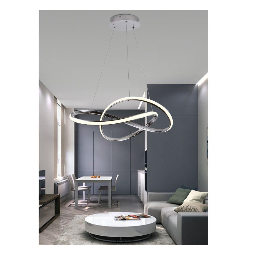 LED Żyrandol ściemnialny na lince LED/70W/230V 3000-6500K śr. 60 cm chrom błyszczący + zdalne sterowanie