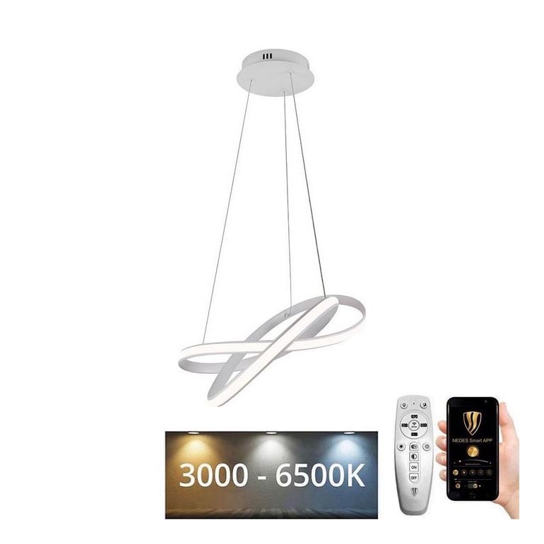 LED Żyrandol ściemnialny na lince LED/70W/230V 3000-6500K śr. 55 cm biały + zdalne sterowanie