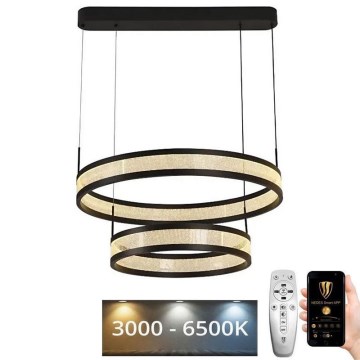LED Żyrandol ściemnialny na lince LED/70W/230V 3000-6500K śr. 60 cm czarny + zdalne sterowanie