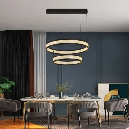 LED Żyrandol ściemnialny na lince LED/70W/230V 3000-6500K śr. 60 cm czarny + zdalne sterowanie