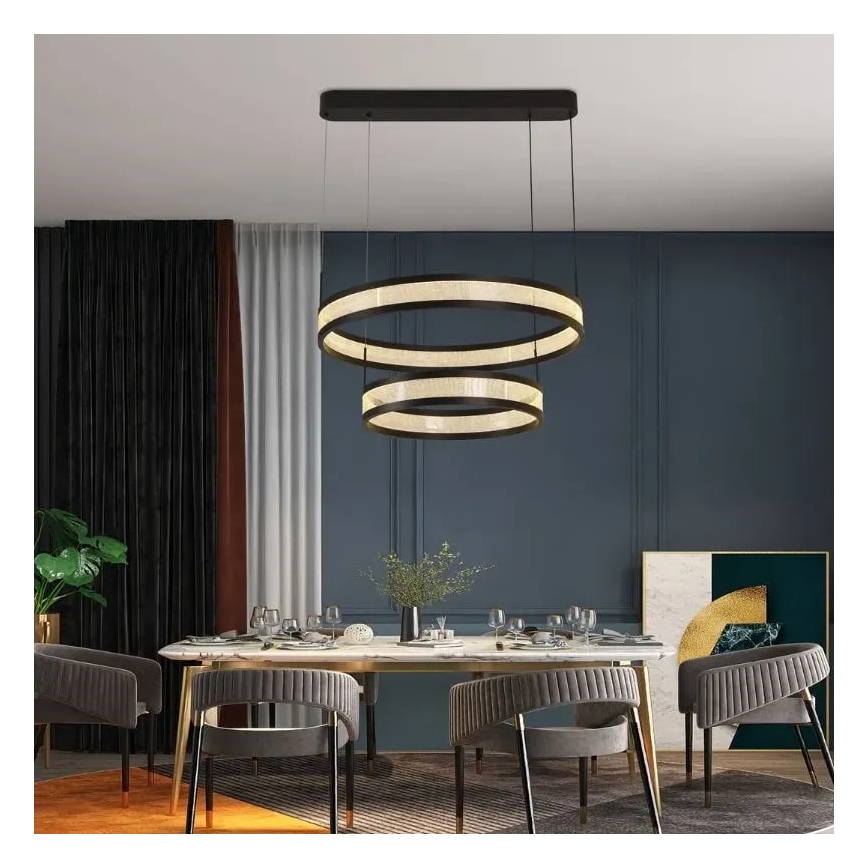 LED Żyrandol ściemnialny na lince LED/70W/230V 3000-6500K śr. 60 cm czarny + zdalne sterowanie
