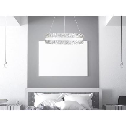 LED Ściemnialny kryształowy żyrandol na lince LED/80W/230V 3000-6500K biały + zdalne sterowanie