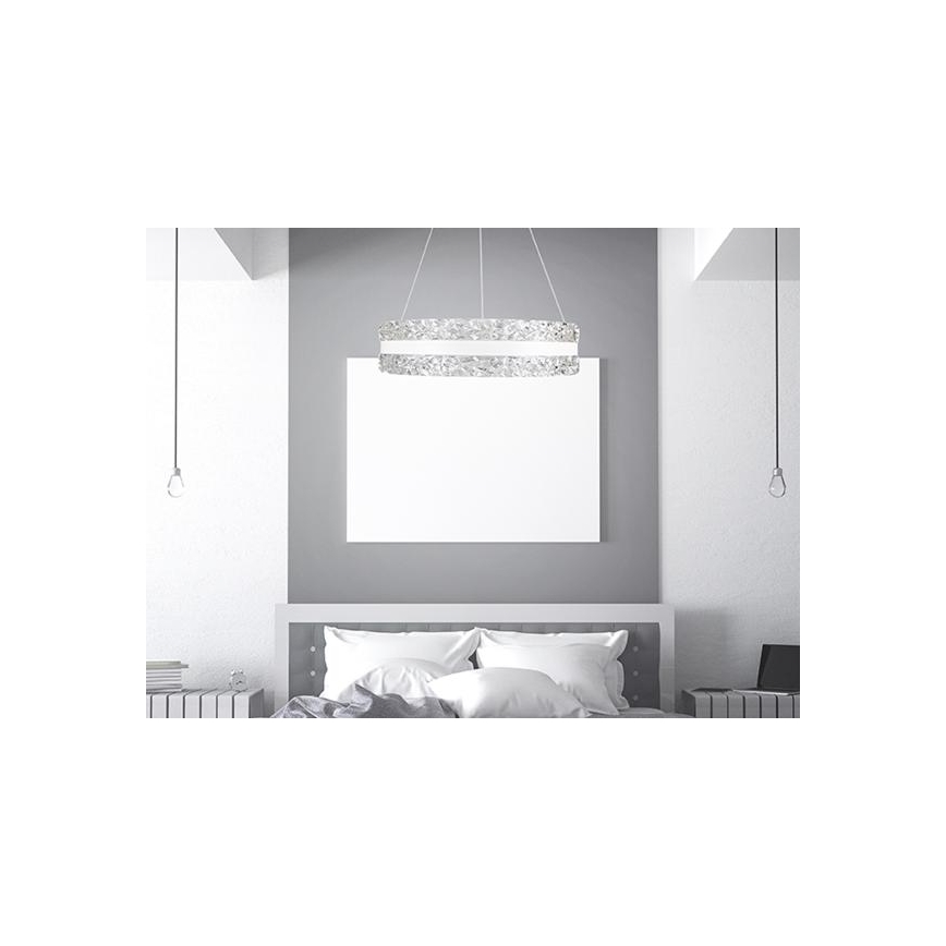 LED Ściemnialny kryształowy żyrandol na lince LED/80W/230V 3000-6500K biały + zdalne sterowanie