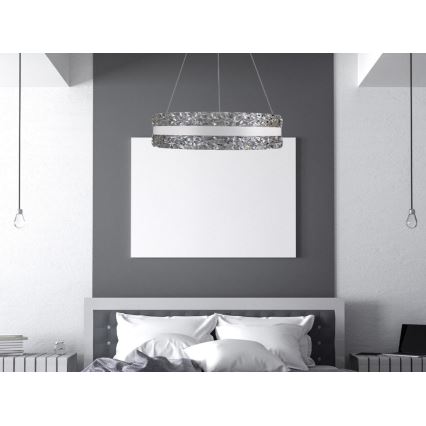 LED Ściemnialny kryształowy żyrandol na lince LED/80W/230V 3000-6500K biały + zdalne sterowanie