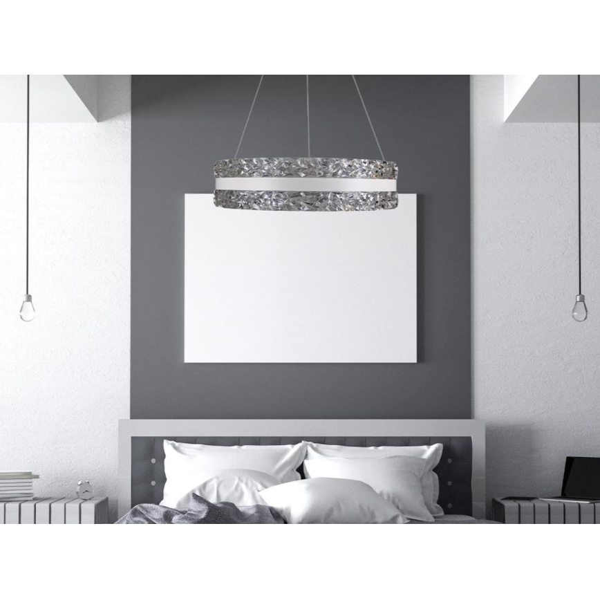 LED Ściemnialny kryształowy żyrandol na lince LED/80W/230V 3000-6500K biały + zdalne sterowanie