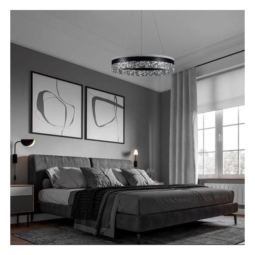 LED Żyrandol ściemnialny na lince LED/80W/230V 3000-6500K czarny + pilot zdalnego sterowania