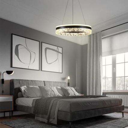 LED Żyrandol ściemnialny na lince LED/80W/230V 3000-6500K czarny + pilot zdalnego sterowania