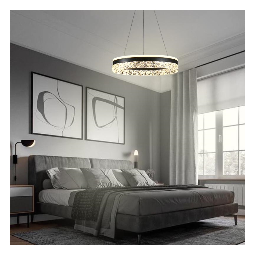 LED Żyrandol ściemnialny na lince LED/80W/230V 3000-6500K czarny + pilot zdalnego sterowania