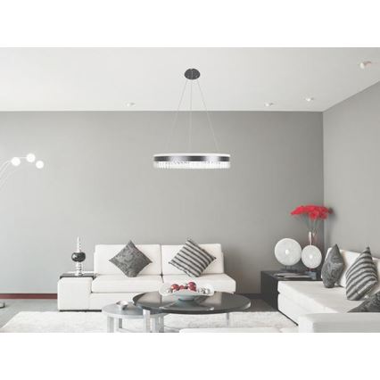 LED Ściemnialny żyrandol kryształowy na lince LED/80W/230V 3000-6500K czarny + pilot zdalnego sterowania