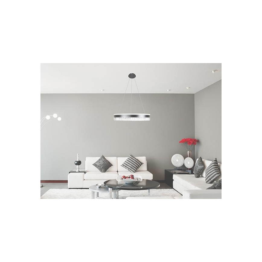 LED Ściemnialny żyrandol kryształowy na lince LED/80W/230V 3000-6500K czarny + pilot zdalnego sterowania