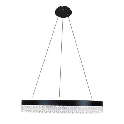 LED Ściemnialny żyrandol kryształowy na lince LED/80W/230V 3000-6500K czarny + pilot zdalnego sterowania