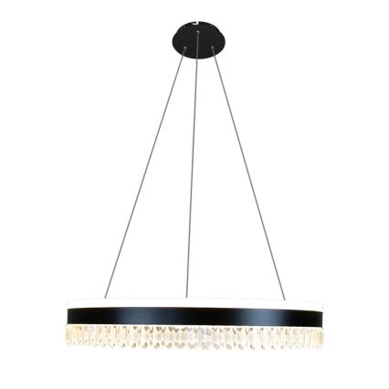 LED Ściemnialny żyrandol kryształowy na lince LED/80W/230V 3000-6500K czarny + pilot zdalnego sterowania