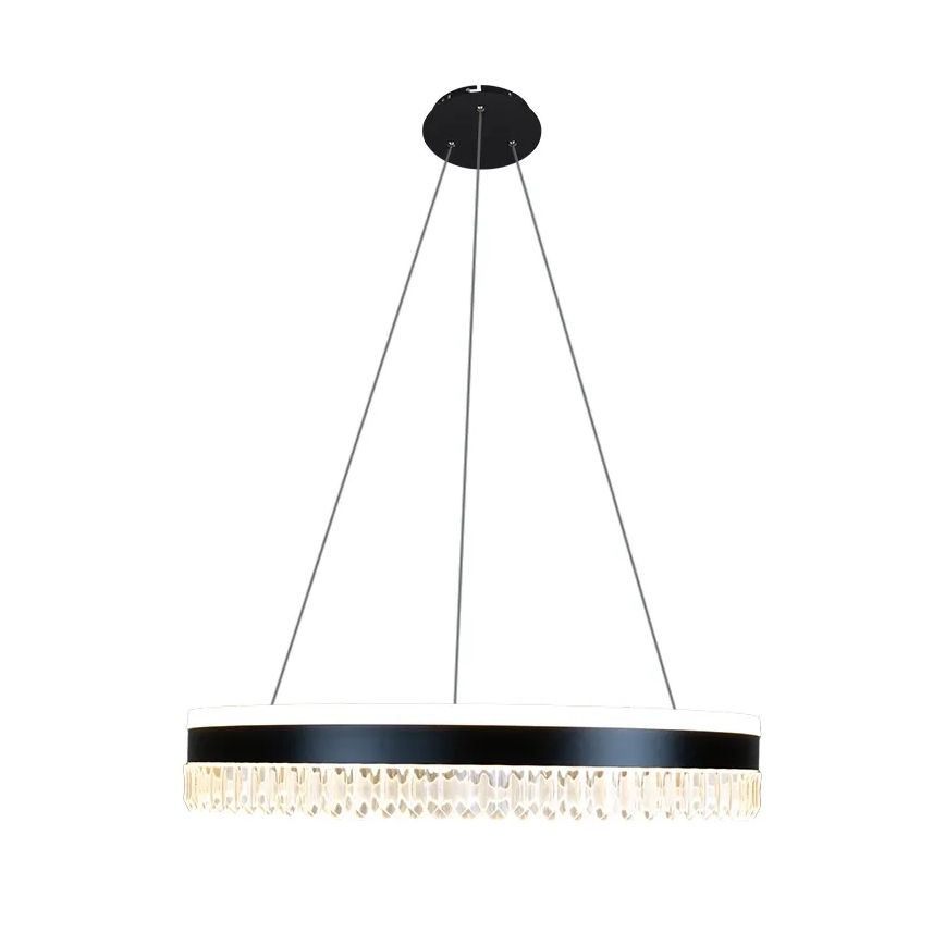 LED Ściemnialny żyrandol kryształowy na lince LED/80W/230V 3000-6500K czarny + pilot zdalnego sterowania
