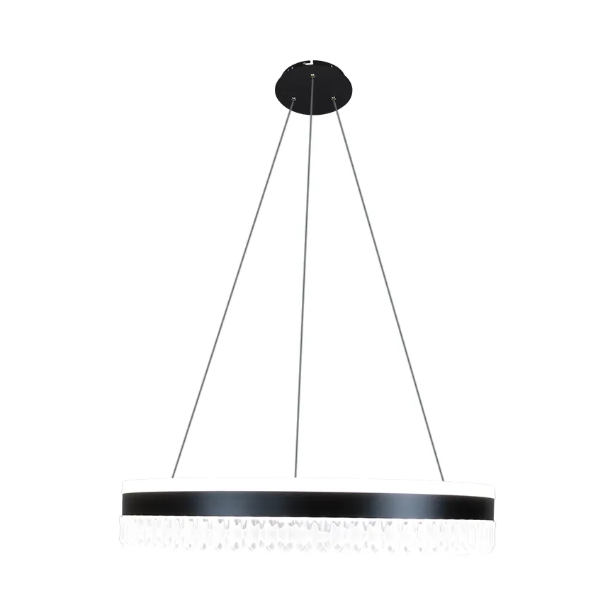 LED Ściemnialny żyrandol kryształowy na lince LED/80W/230V 3000-6500K czarny + pilot zdalnego sterowania