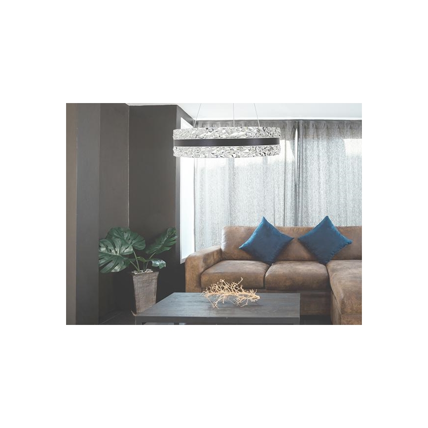 LED Ściemnialny żyrandol kryształowy na lince LED/80W/230V 3000-6500K czarny + pilot zdalnego sterowania
