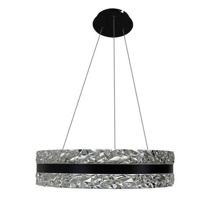 LED Ściemnialny żyrandol kryształowy na lince LED/80W/230V 3000-6500K czarny + pilot zdalnego sterowania