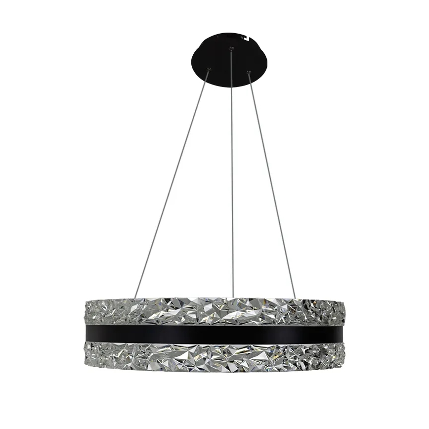 LED Ściemnialny żyrandol kryształowy na lince LED/80W/230V 3000-6500K czarny + pilot zdalnego sterowania