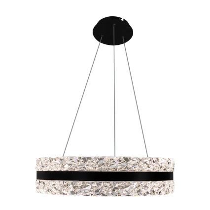 LED Ściemnialny żyrandol kryształowy na lince LED/80W/230V 3000-6500K czarny + pilot zdalnego sterowania