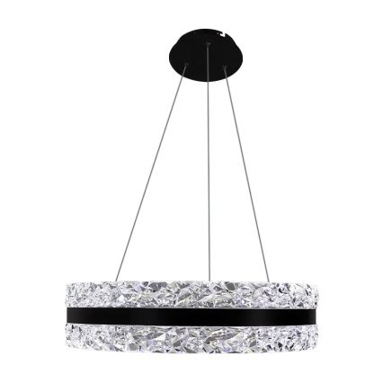 LED Ściemnialny żyrandol kryształowy na lince LED/80W/230V 3000-6500K czarny + pilot zdalnego sterowania