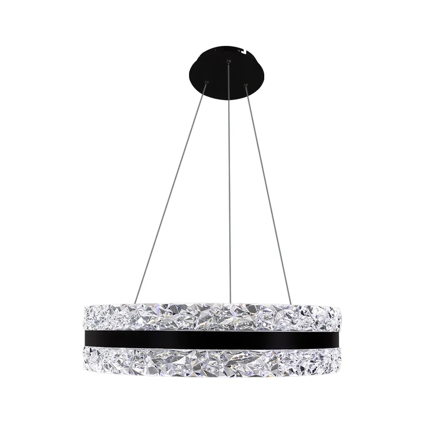 LED Ściemnialny żyrandol kryształowy na lince LED/80W/230V 3000-6500K czarny + pilot zdalnego sterowania