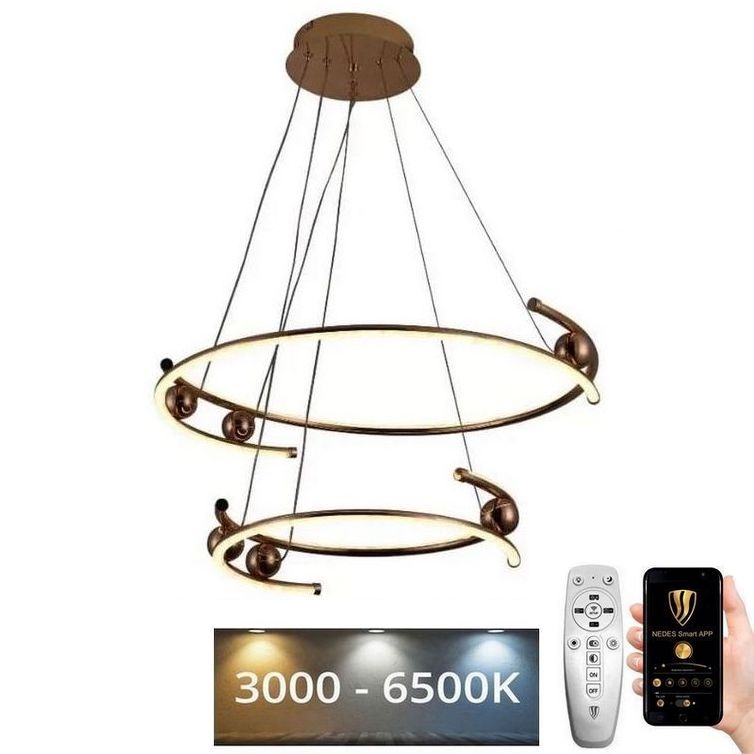 LED Żyrandol ściemnialny na lince LED/80W/230V 3000-6500K śr. 60 cm + zdalne sterowanie