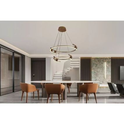 LED Żyrandol ściemnialny na lince LED/80W/230V 3000-6500K śr. 60 cm + zdalne sterowanie