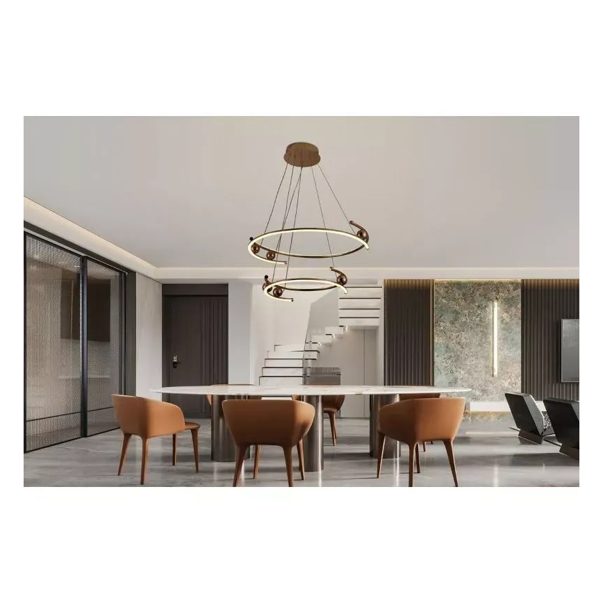 LED Żyrandol ściemnialny na lince LED/80W/230V 3000-6500K śr. 60 cm + zdalne sterowanie